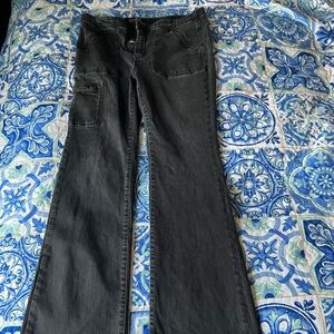 Anthropologie Pilcro High Rise Bootcut Jeans Black Denim 32 Size Wide Leg Grey